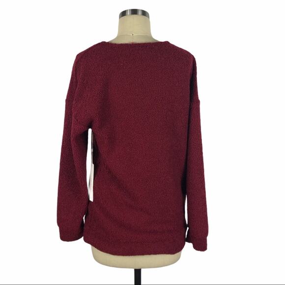 CASLON Red Faux Shearling Teddy Sweater S NWT - Picture 3 of 7